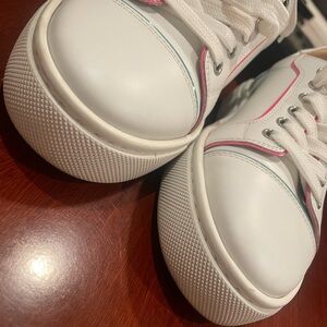 Christian Louboutin White Sneakers with Subtle Multi-Color Piping - Like New!